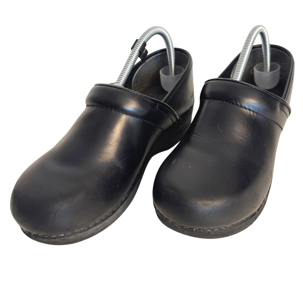 Dansko Professional Black Leather Clogs Women Comfort Work Nursing Shoe Sz 39